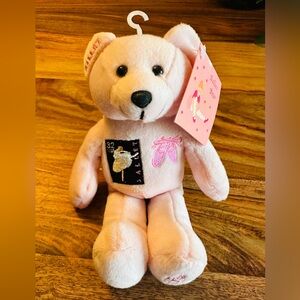 USPS Pink Ballet Bear Beanie Plush with Embroidered Details & Attached Tags 8”
